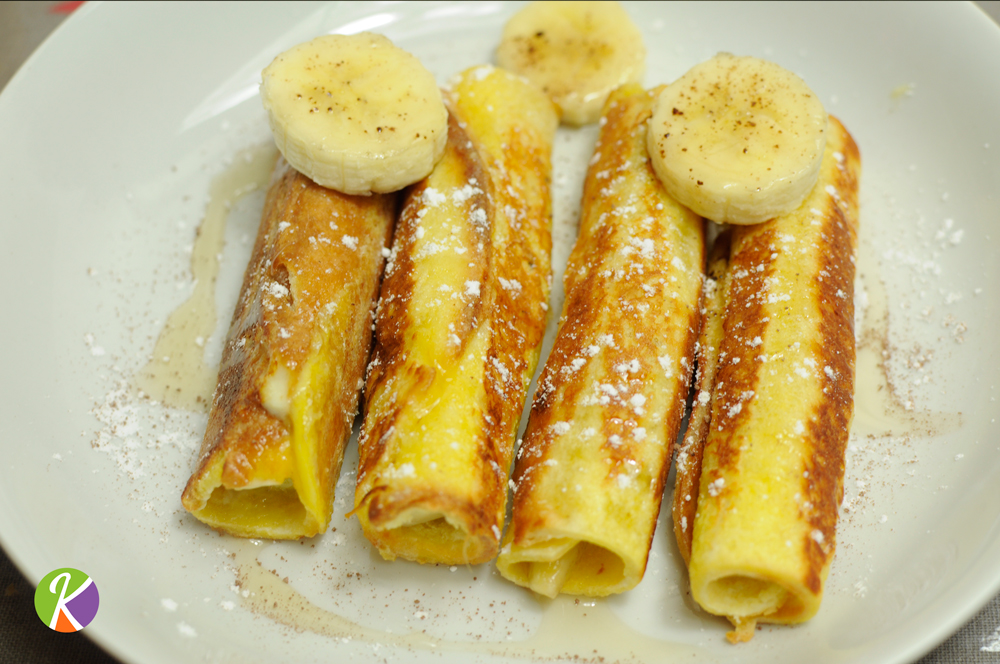 Une recette de pains perdus roulés à la banane