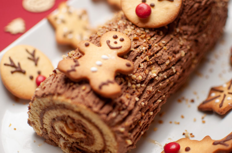 Bûche de Noël Chocolat Noisettes Maison