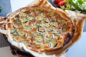 Recette de Quiche simple aux courgettes et au fromage de chèvre